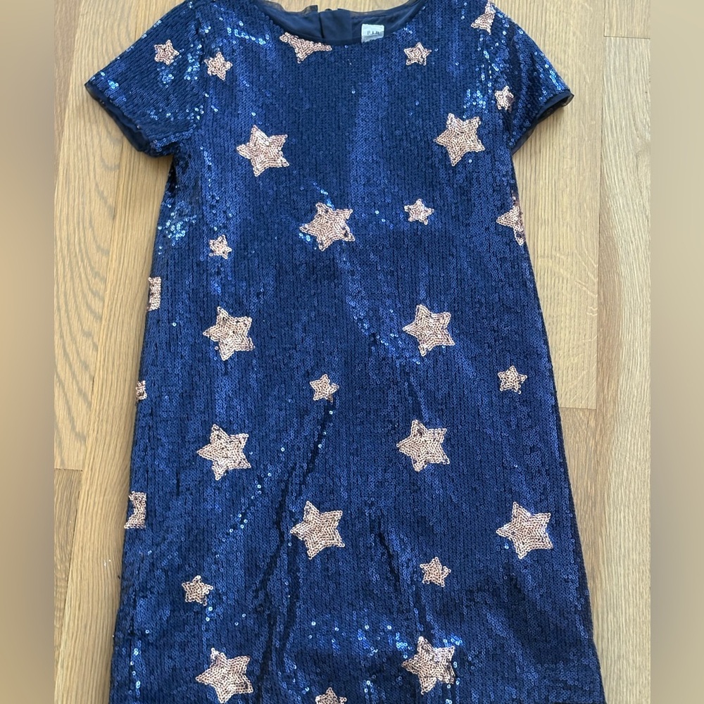 GAP Navy Sequin Dress with Rose Gold Star Accents